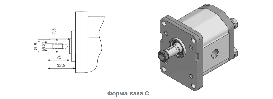 Размеры насосов серии L Roquet, фланец 31, вал C