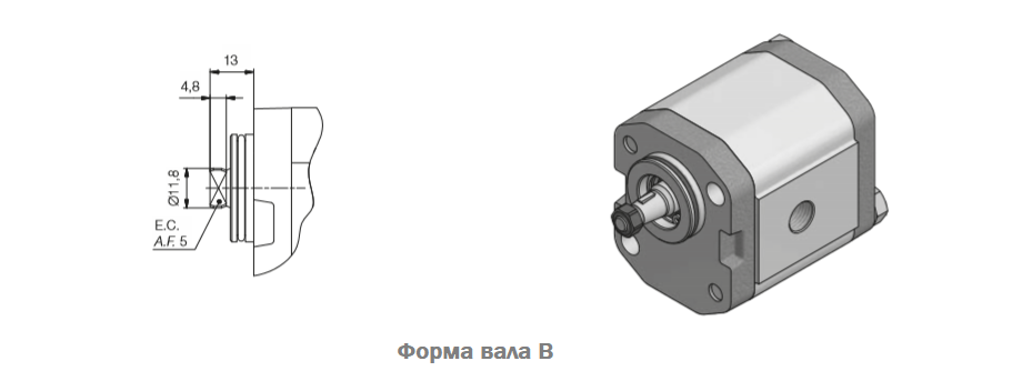 Размеры насосов серии LO Roquet, фланец 22, вал B