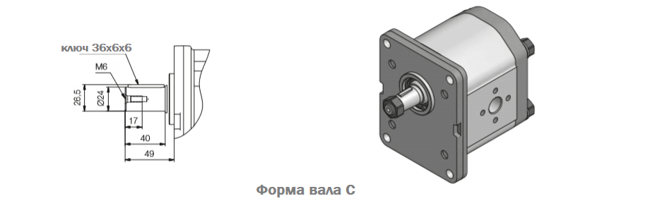 Размеры насосов серии PLAN Roquet, фланец 10, вал C