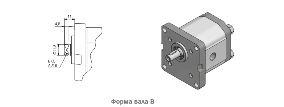 Размеры насосов серии LO Roquet, фланец 01, вал B